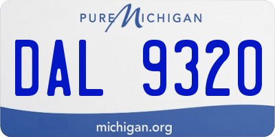 MI license plate DAL9320
