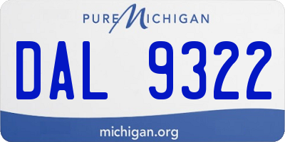 MI license plate DAL9322