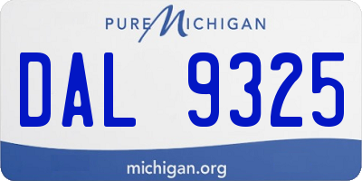 MI license plate DAL9325