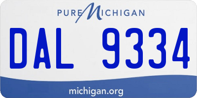 MI license plate DAL9334