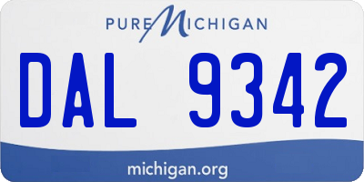 MI license plate DAL9342