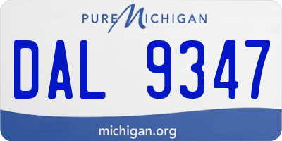 MI license plate DAL9347