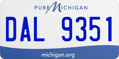 MI license plate DAL9351