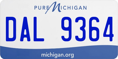 MI license plate DAL9364