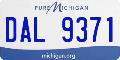 MI license plate DAL9371