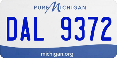 MI license plate DAL9372