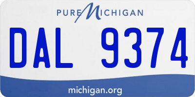 MI license plate DAL9374