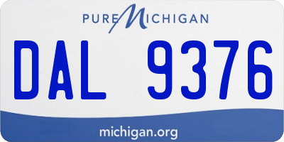 MI license plate DAL9376