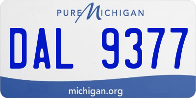 MI license plate DAL9377