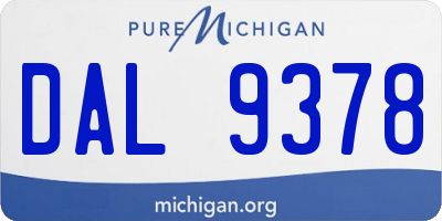 MI license plate DAL9378