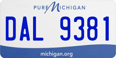 MI license plate DAL9381