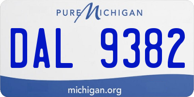 MI license plate DAL9382