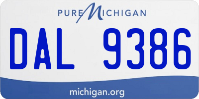 MI license plate DAL9386