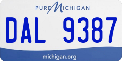 MI license plate DAL9387