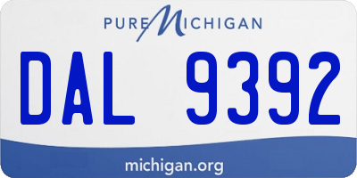 MI license plate DAL9392