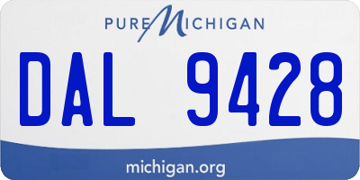 MI license plate DAL9428