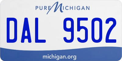 MI license plate DAL9502