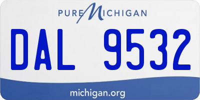 MI license plate DAL9532