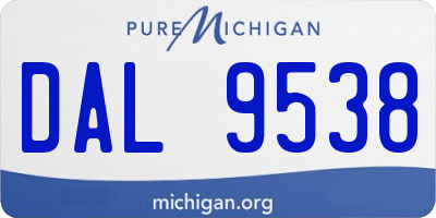 MI license plate DAL9538