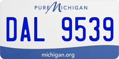 MI license plate DAL9539