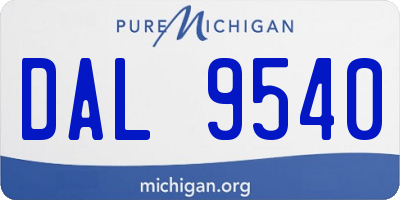 MI license plate DAL9540