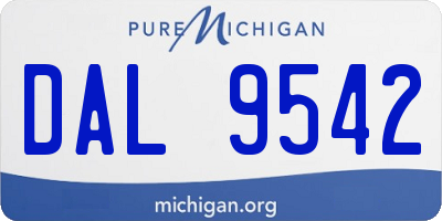 MI license plate DAL9542
