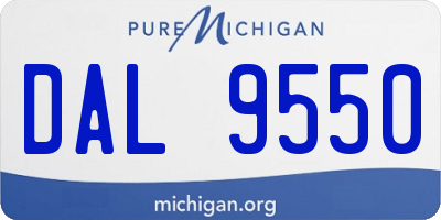 MI license plate DAL9550
