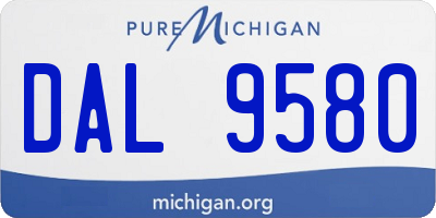 MI license plate DAL9580