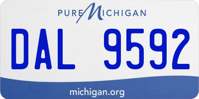 MI license plate DAL9592