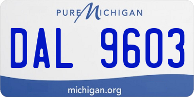 MI license plate DAL9603