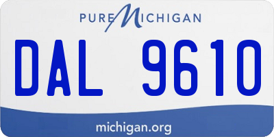 MI license plate DAL9610