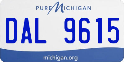 MI license plate DAL9615