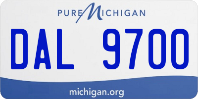 MI license plate DAL9700