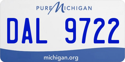 MI license plate DAL9722