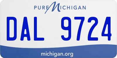 MI license plate DAL9724
