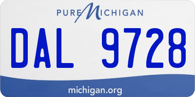 MI license plate DAL9728