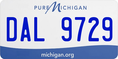 MI license plate DAL9729