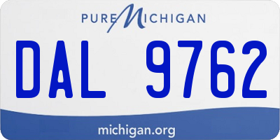MI license plate DAL9762