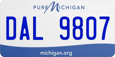 MI license plate DAL9807