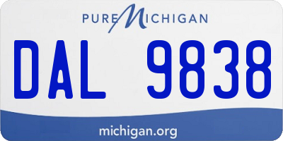 MI license plate DAL9838