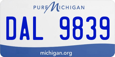 MI license plate DAL9839