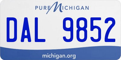 MI license plate DAL9852