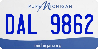 MI license plate DAL9862