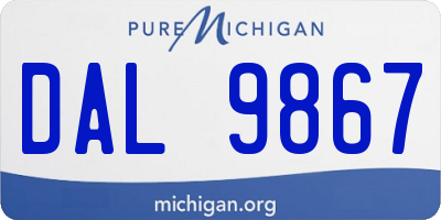 MI license plate DAL9867