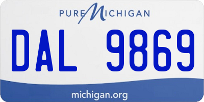 MI license plate DAL9869
