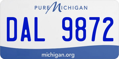 MI license plate DAL9872