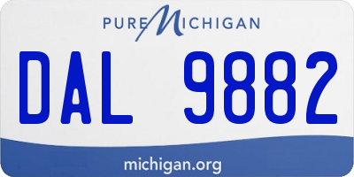 MI license plate DAL9882