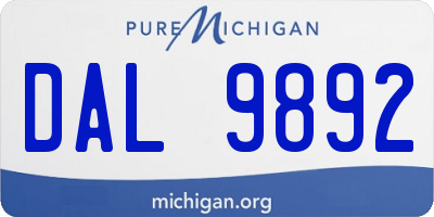 MI license plate DAL9892