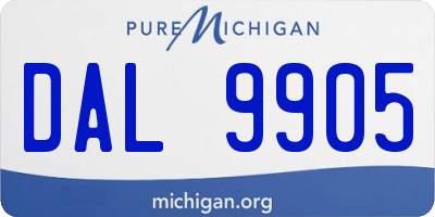 MI license plate DAL9905