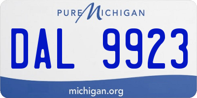 MI license plate DAL9923